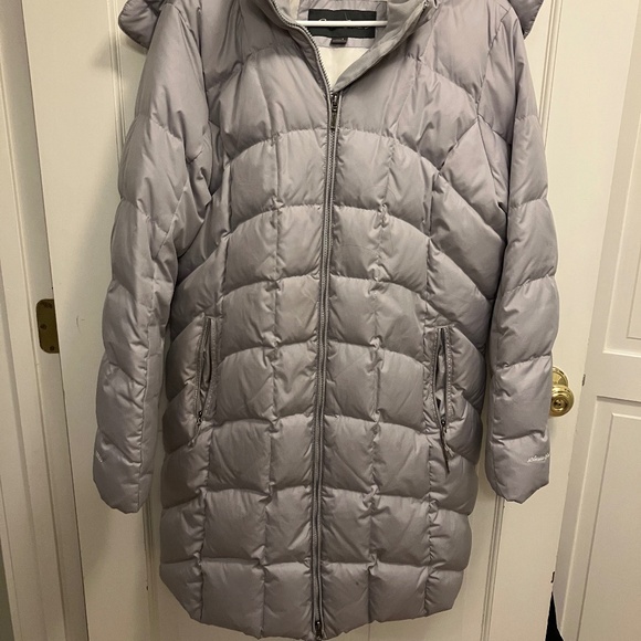 Eddie Bauer Women's Lodge Down Parka Coat 650 FP Faux Fur Hood Size Large - Picture 2 of 10
